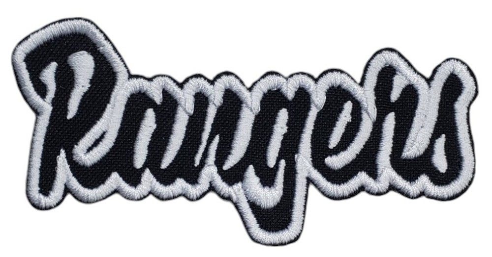 Texas Rangers Text  Embroidered Applique Iron On Patch Various Sizes Customize