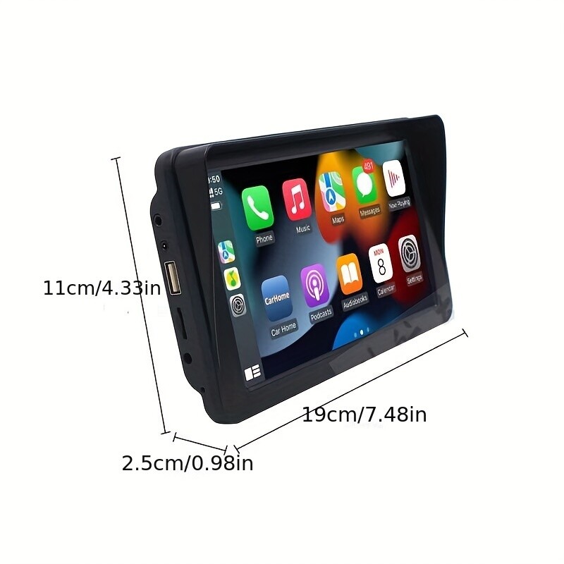 Portable Car Stereo Wireless Carplay Android Auto 7" Touchscreen MP5 PLAYER