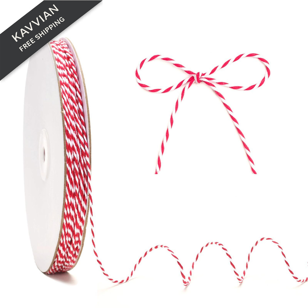 KINGLAKE Red and White Twine - 2mm Cotton Bakers