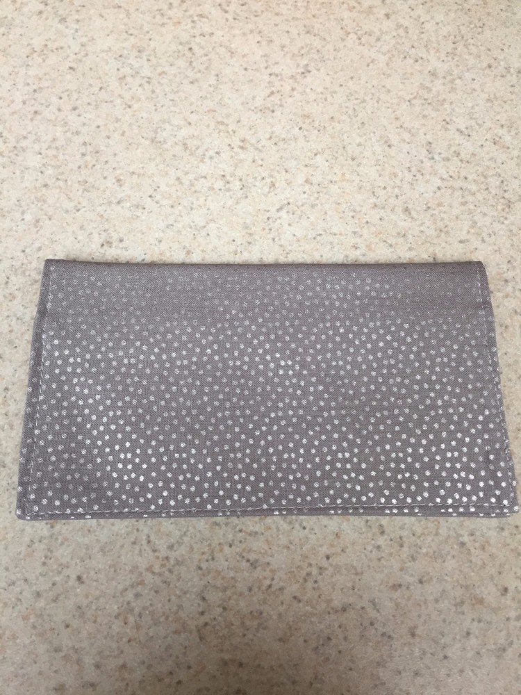 Fabric Checkbook - Tiny Silver Dots on Soft Gray Background - New!