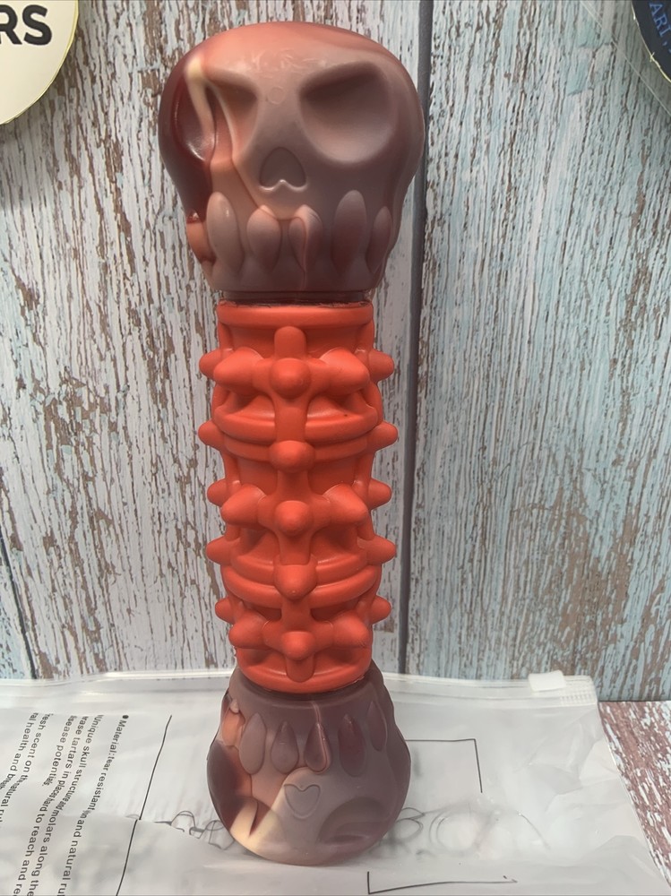 '8 In Skull Shape Dog Chew Toy Red