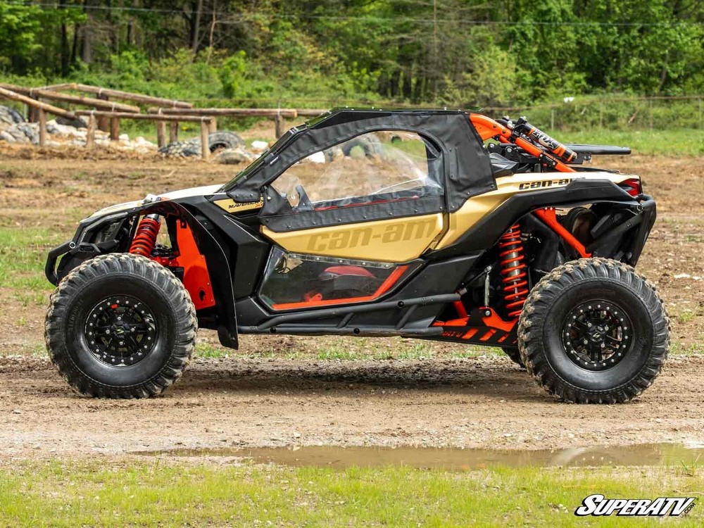 SuperATV Maverick X3 Soft Cab Enclosures Upper Doors - Rear Windshield - Light