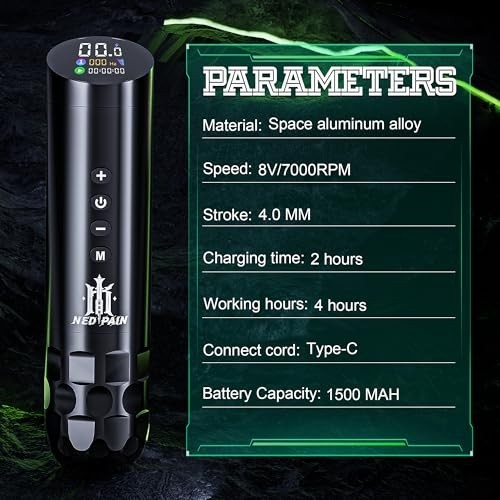 Wireless Tattoo Kit Complete for Beginners Pen Machine with Power Supply Needles