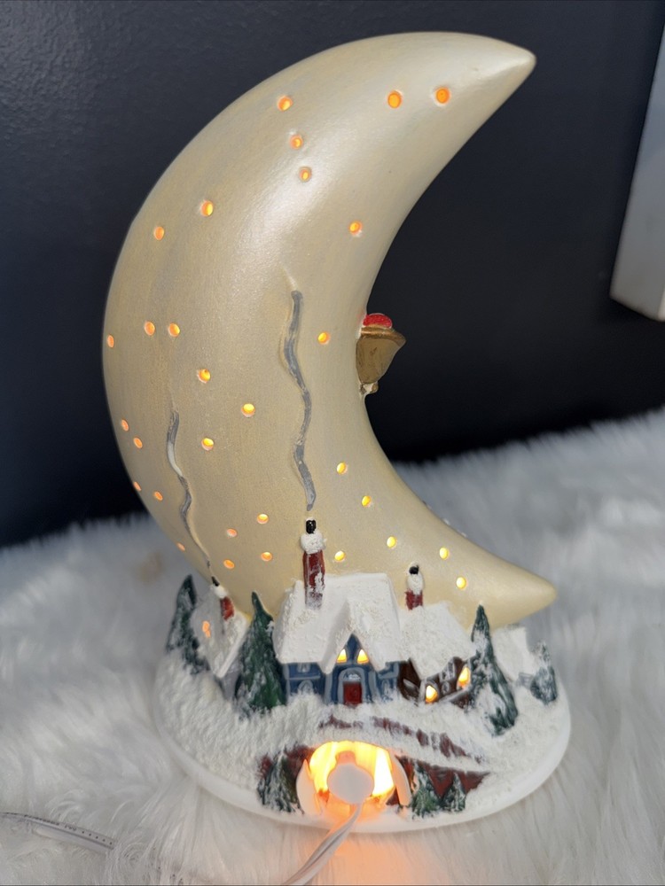 Vintage Hand-painted Moon Ceramic Christmas Night Light
