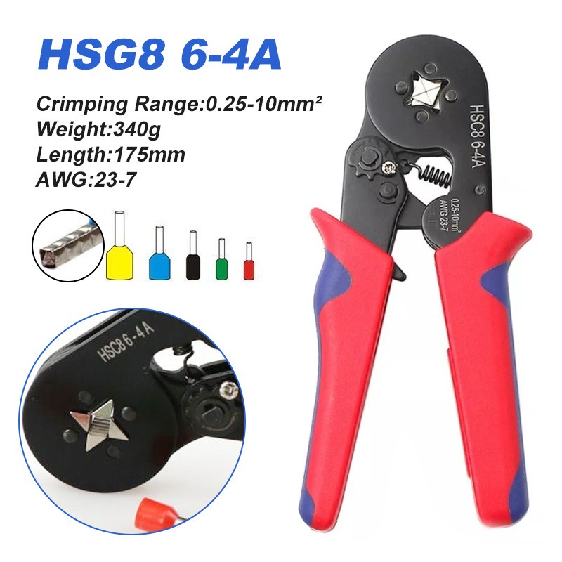 0.25-10mm² Self Adjusting Ferrules Crimper Crimping Plier Wire Terminal End Tool