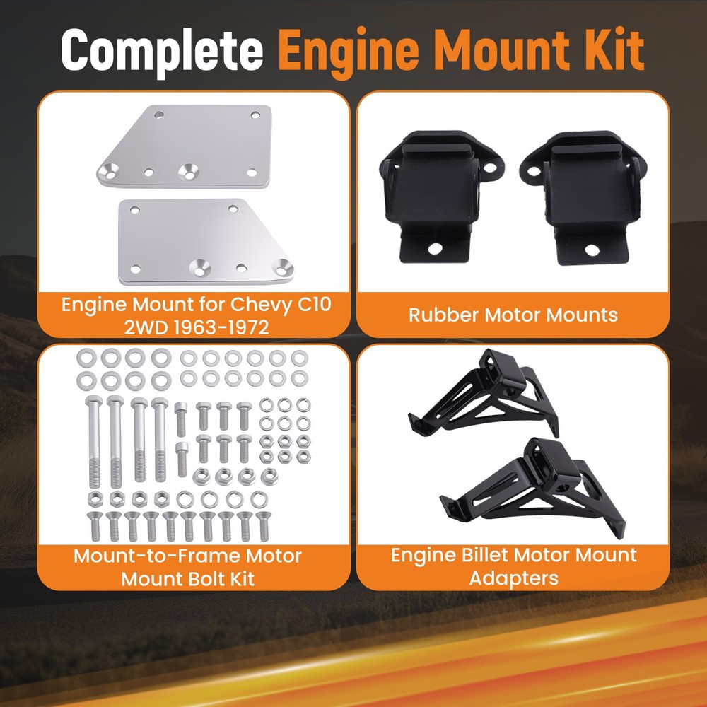 LS Conversion Mount Kit for Chevy C10 1963-1972 Engine Mounting Brackets