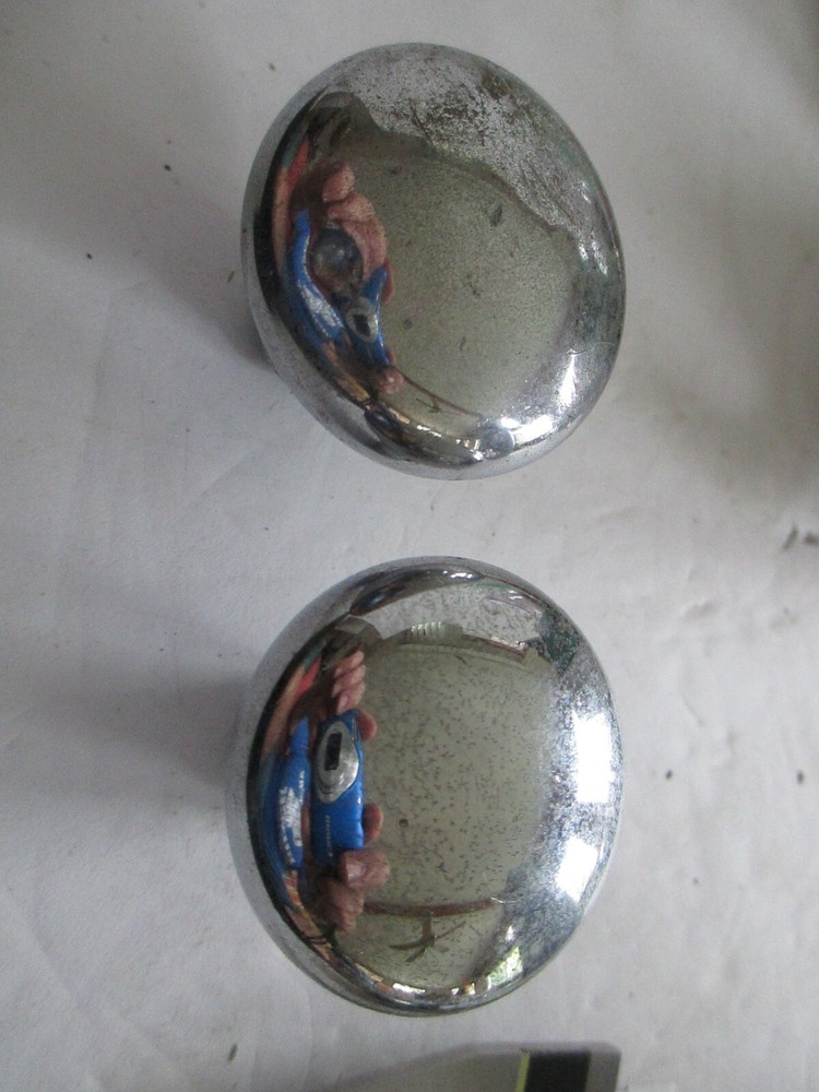 PAIR Vintage BOAT Nickel over Brass Door Knobs C38