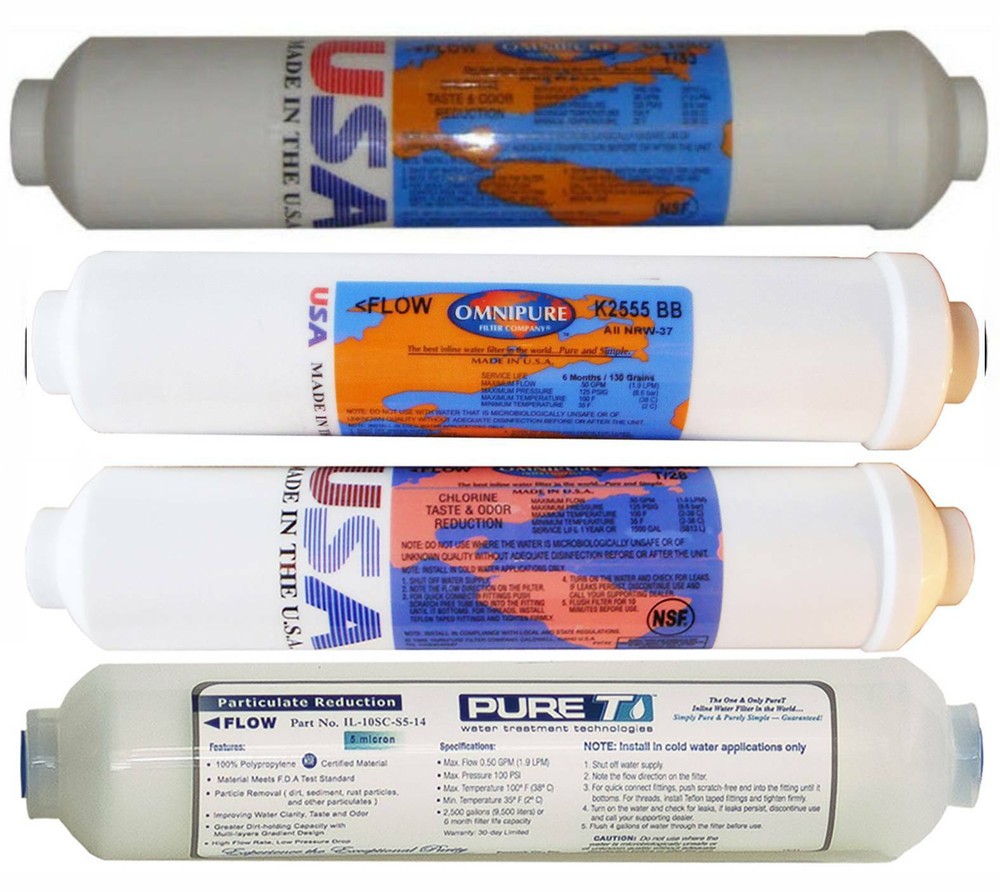 4 inline Filter Set for Countertop RO Reverse Osmosis System with CL10ROT33