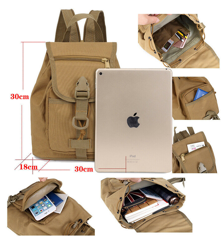 Tactical Backpack Military MOLLE Daypack Gear Assault Pack School Camping Bag