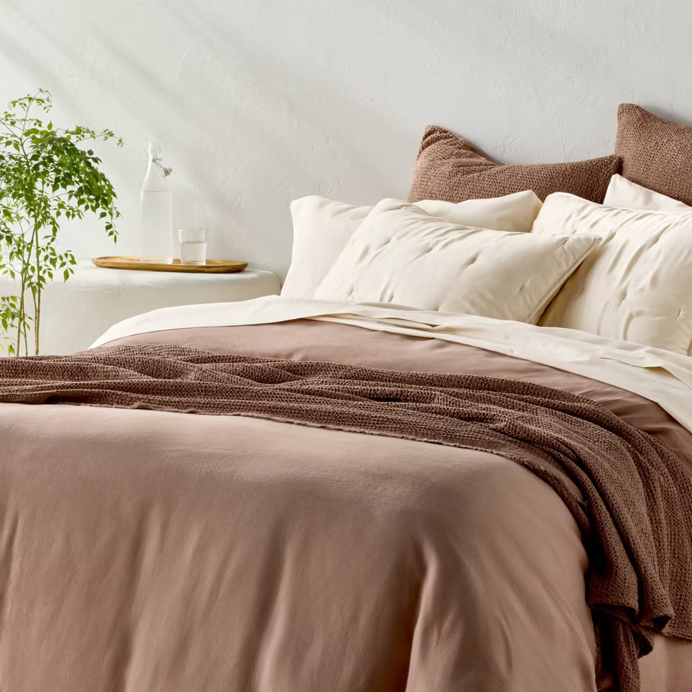 King 400 Thread Count Percale Pillowcases Natural - Casaluna