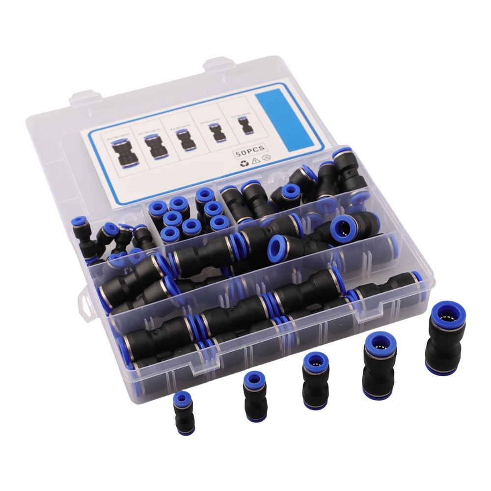 50pcs Straight Push Connectors Compatible with Multiple Pneumatic Systems