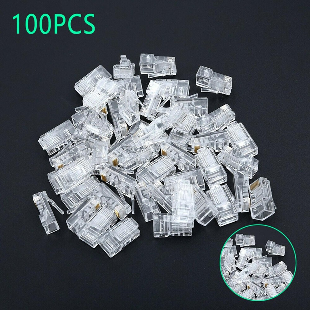 100PCS RJ45 Network Modular Plug 8P8C CAT5e Cable Connector End Pass Through