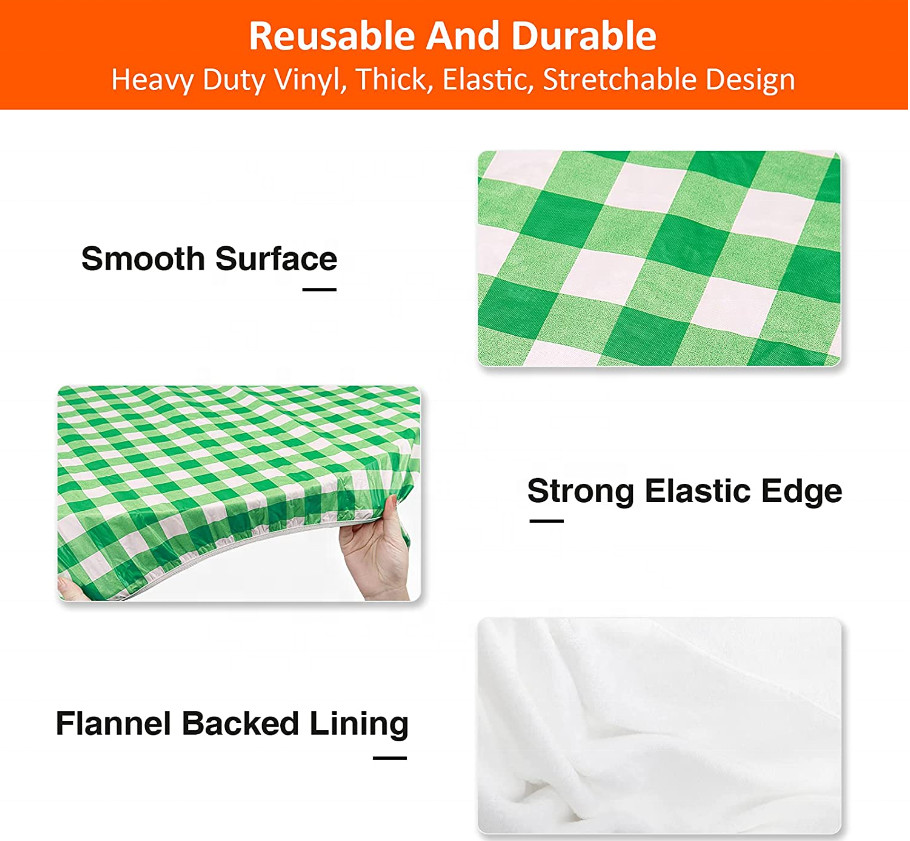 Picnic Table and Bench Fitted Tablecloth Cover, 3 Pack Set,Vinyl Tablecloth