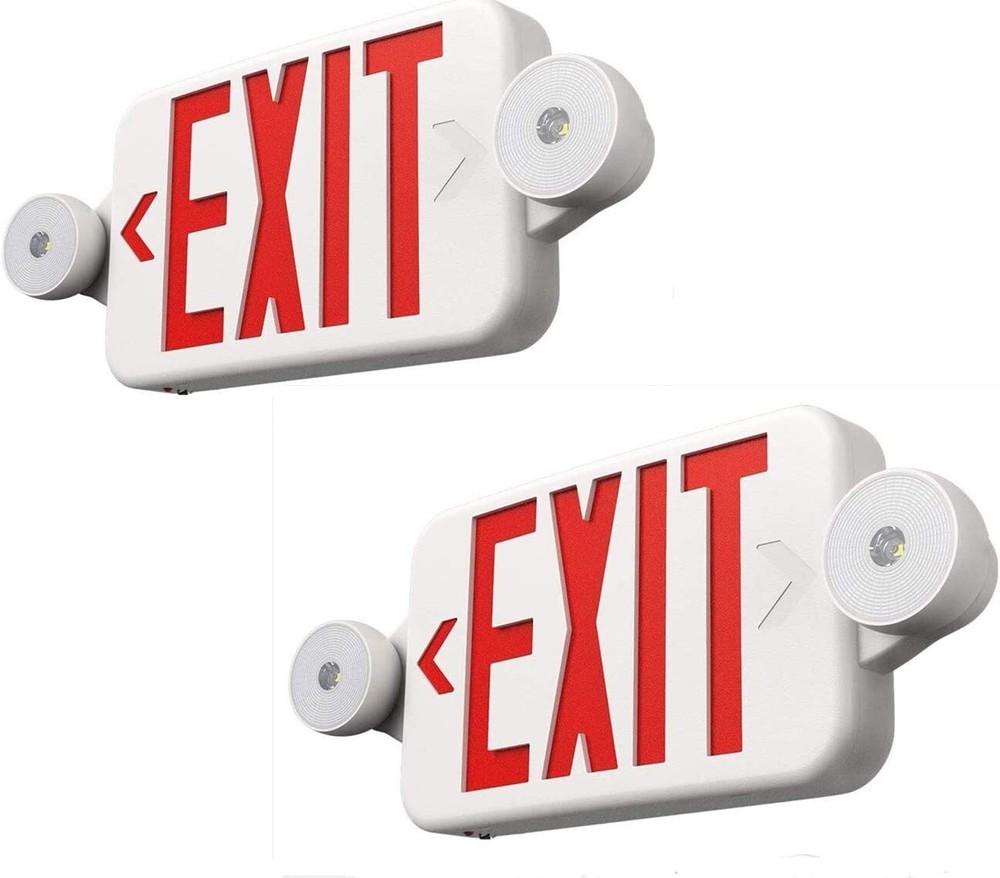 2 Pack LED Exit Sign Emergency Light Compact Combo UL listed Battery Backup(red)