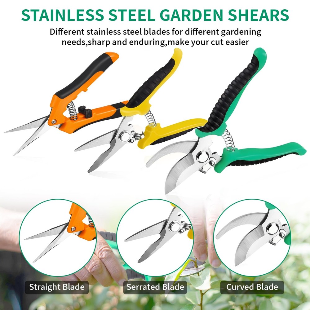 Drametic+ 3 Pack Garden Pruning Shears Multicolor Gardening Scissors Set