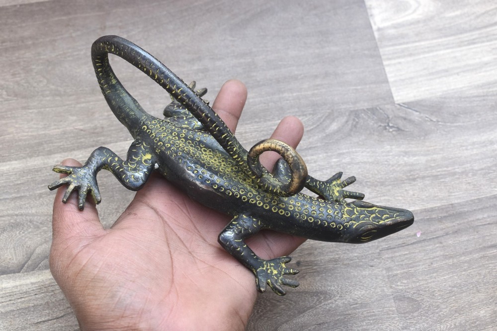 Vintage Brass Door Handle pull Lizard Heavy Gate Pull Handle Table Decor statue