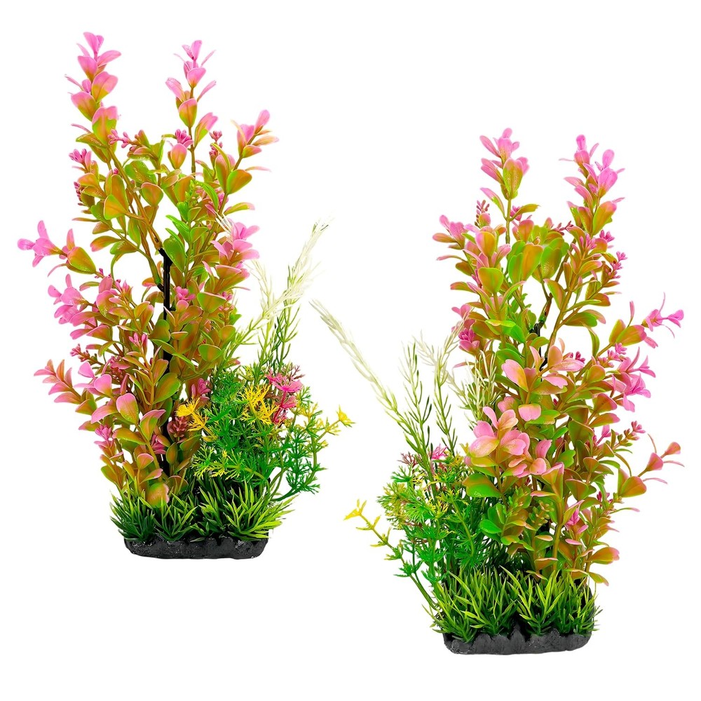Aquarium Plants (2-Pack) Artificial Plastic Fish Fish Habitat Decor, Small to...