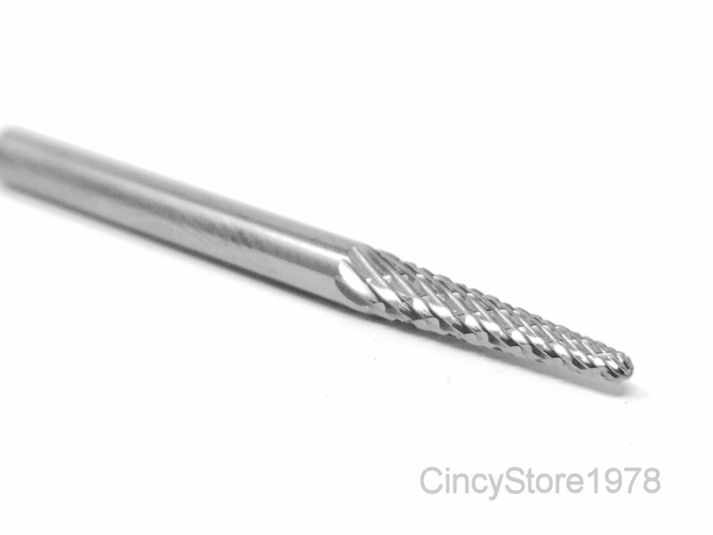 SL42D Taper SOLID Carbide Burr Bur Cutting Tool Die Grinder Bit 1/8"