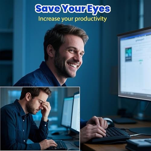 Blue Light Blocking Screen Protector for 24" 16:9 Computer Monitors, Removable