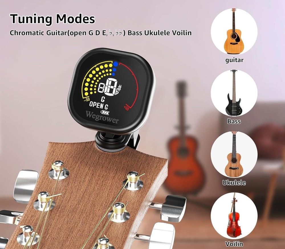 Rechargeable Clip On Guitar Tuner