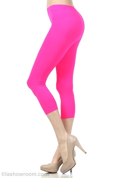 Neon Colored Capri Cut Seamless Leggings