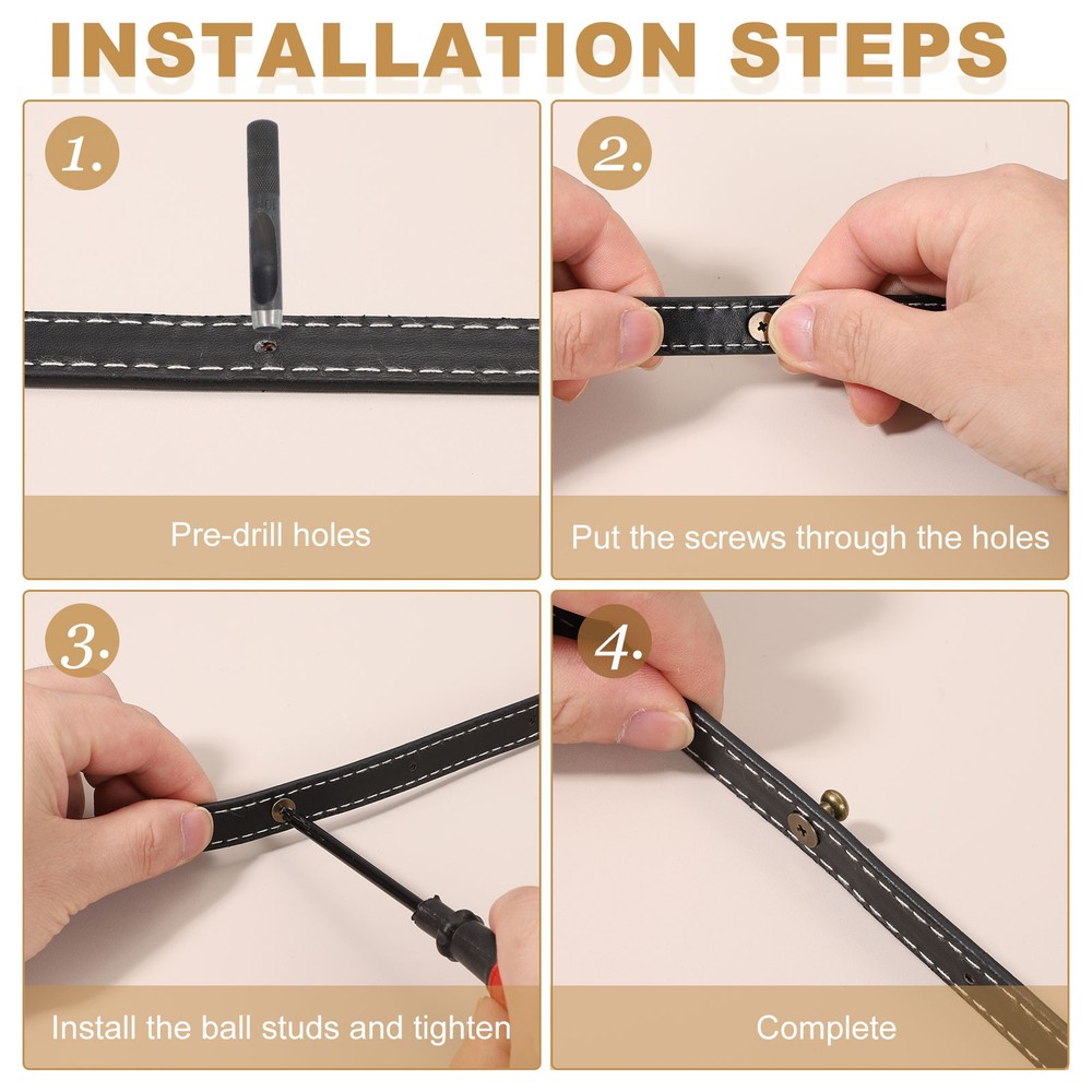 20Set 5mm Leather Rivets Ball Head Stud Screw Back Round Head Button Silver