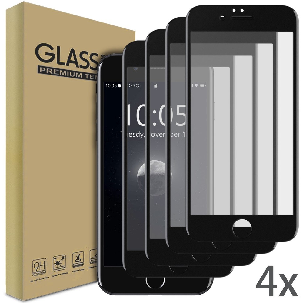 4x Full Coverage Clear Tempered Glass Screen Protectors For iPhone SE 2020/2022