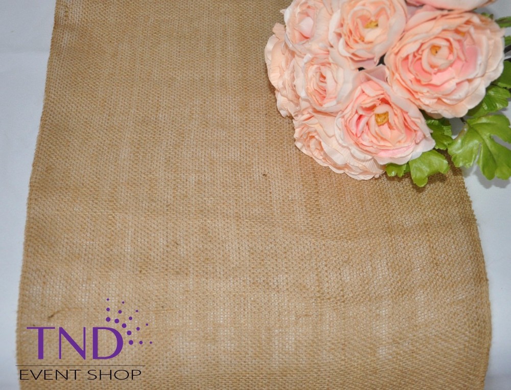 14”x108” NATURAL BURLAP TABLE RUNNER FOR RUSTIC WEDDING