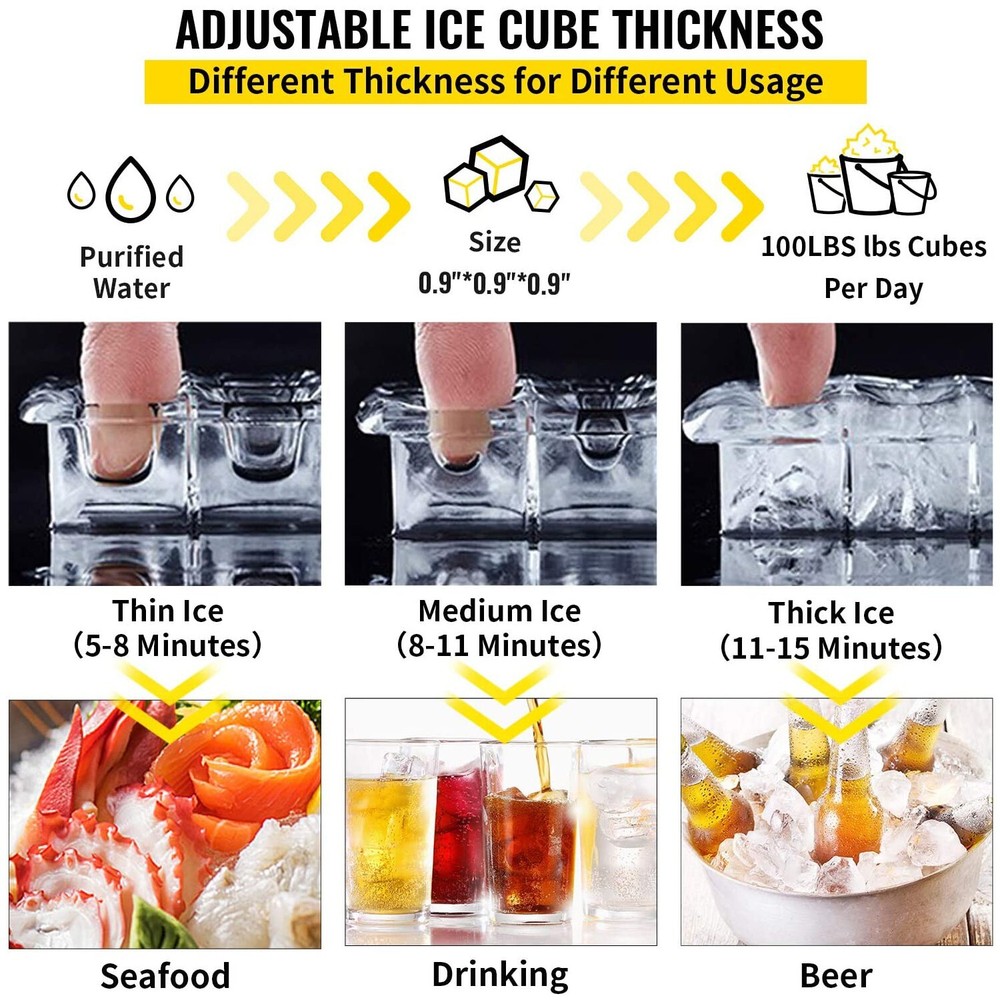 90lbs Commercial Ice Machine Bar Restaurant Home Ice Maker Cube Maker New