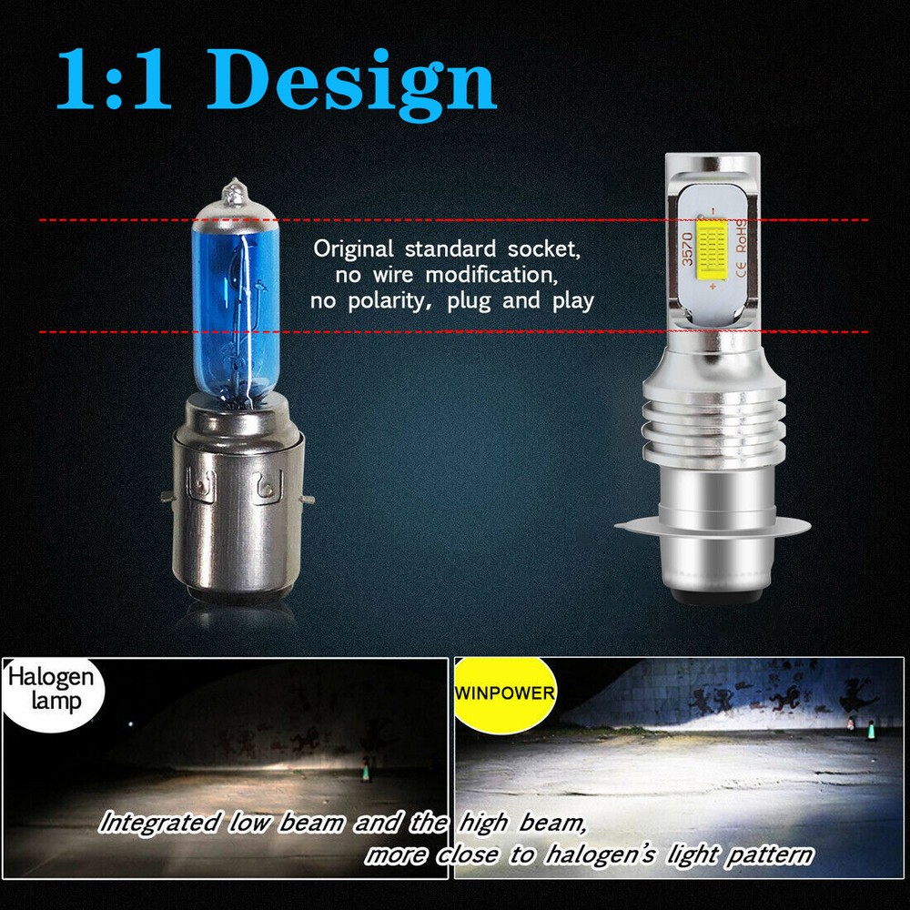 LED Headlight Light Bulb for Yamaha Warrior 350 1987-2004