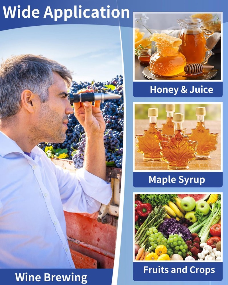 Brix Refractometer 0-90%, Meter with ATC, Accurate...