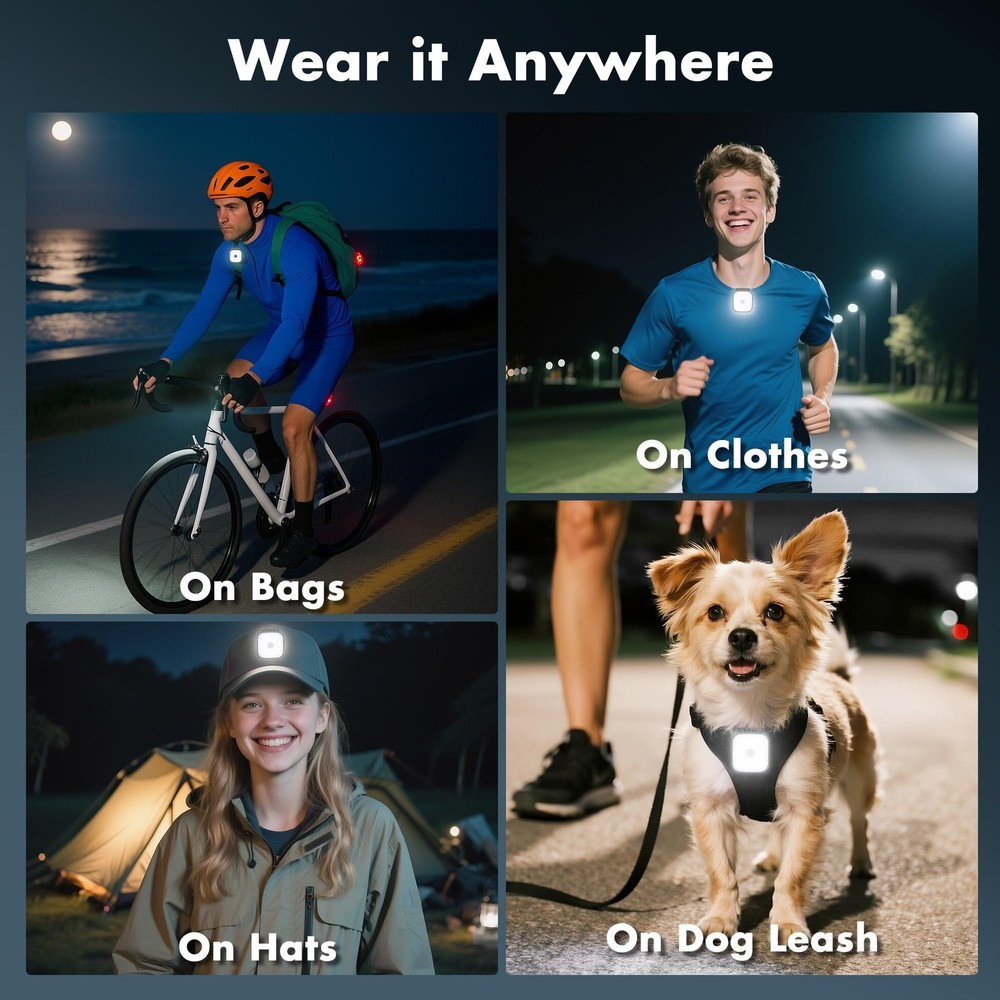 2 Pack Running Lights for Runners - Rechargeable Clip on Flashlight,Dog Mini ...