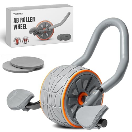 Ab Roller Wheel with Elbow Support & 2 Knee Pads - Abdominal Exercise Grey
