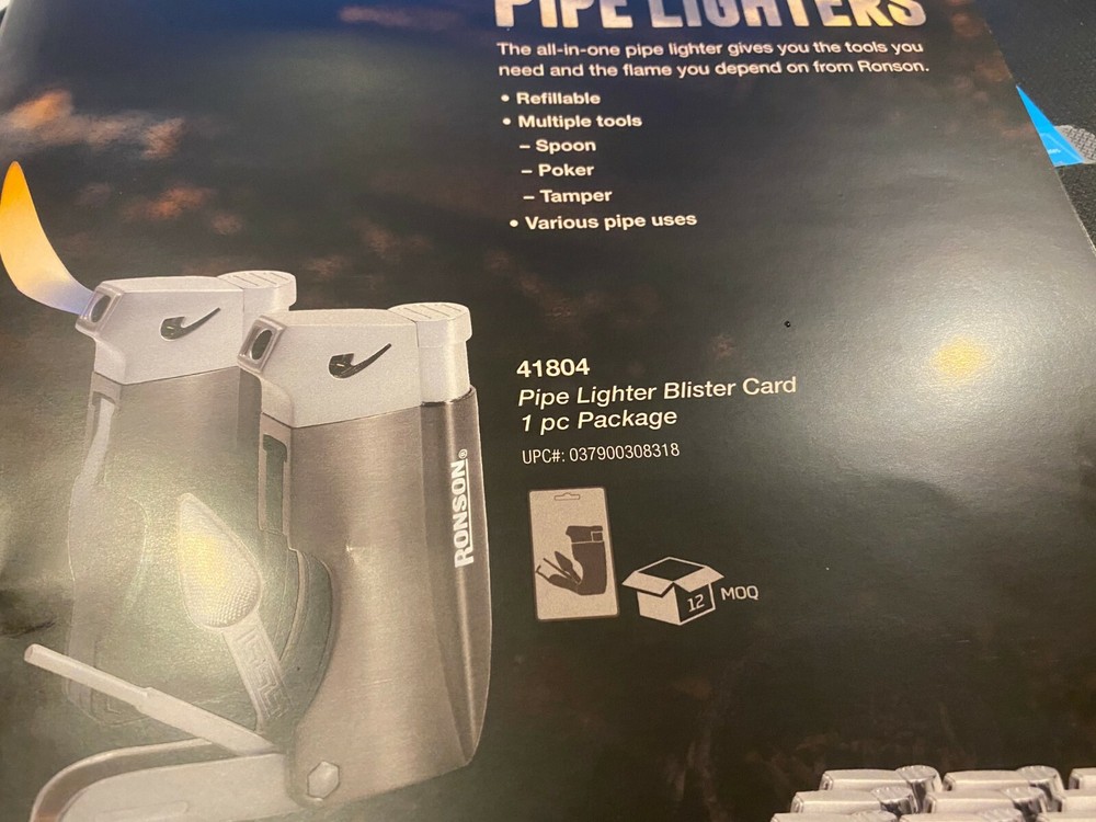 RONSON PIPE LIGHTER  GREY REFILLABLE with spoon,poker , and tamper