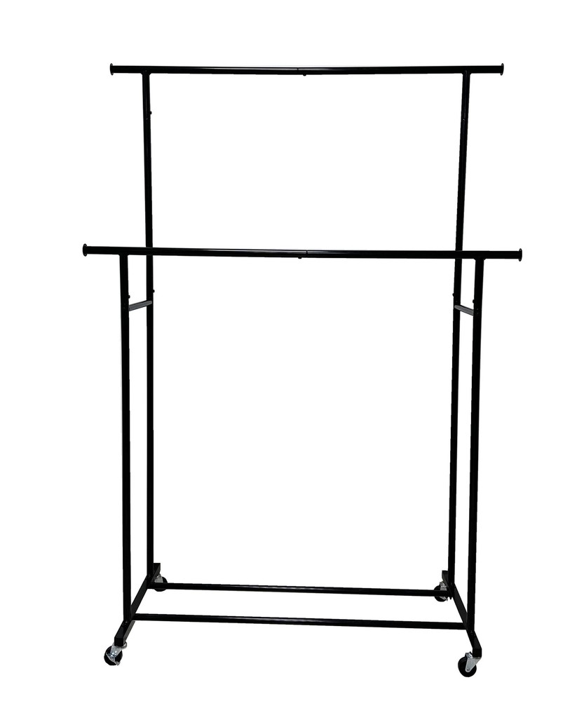 Double Garment Clothes Rack, Rich Black, Metal Frame