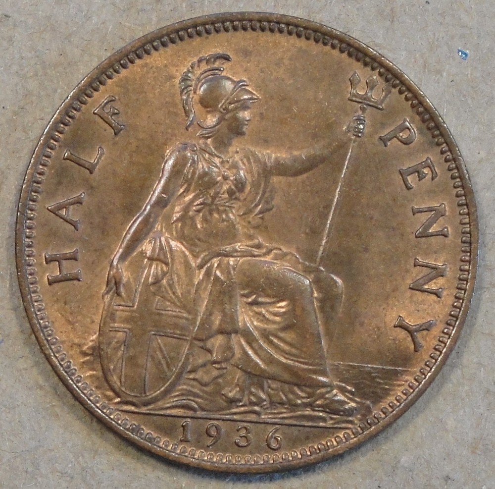 Great Britain 1936 Half Penny RB BU
