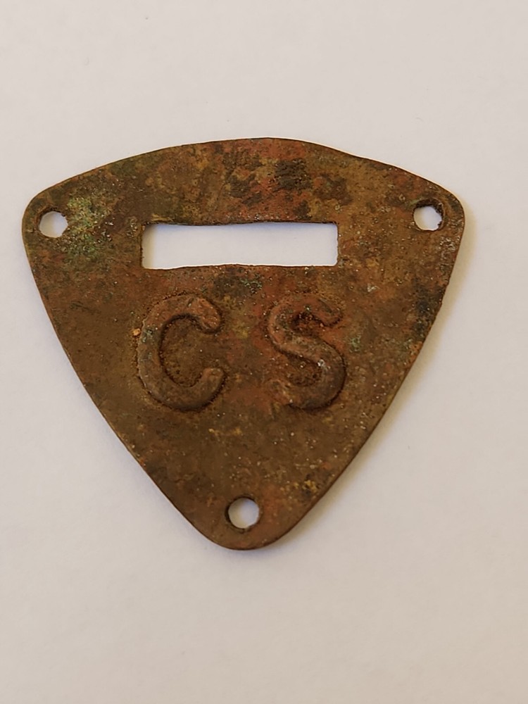 Original Civil War C.S. Confederate State Saddle Shield CS Pommel