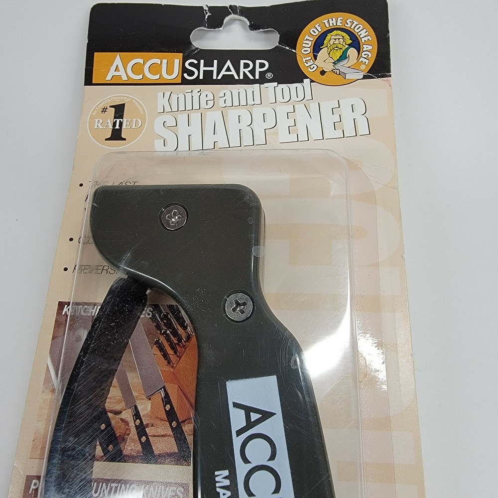 Accu-Sharp Ergonomic Knife Sharpener Large Finger Guard OD Green Handle - NEW