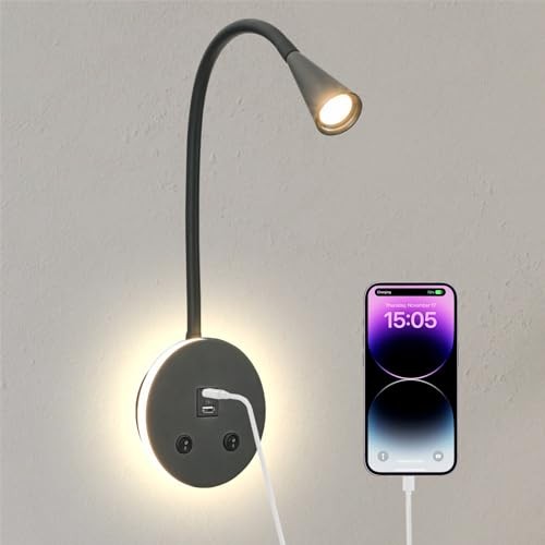Book Lights for Reading at Night, LED Wall Mounted Reading Light, Black