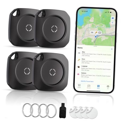 Air Tracker Tag-4 Pack, Smart Bluetooth Tracker Work with Apple Black,4 Pack