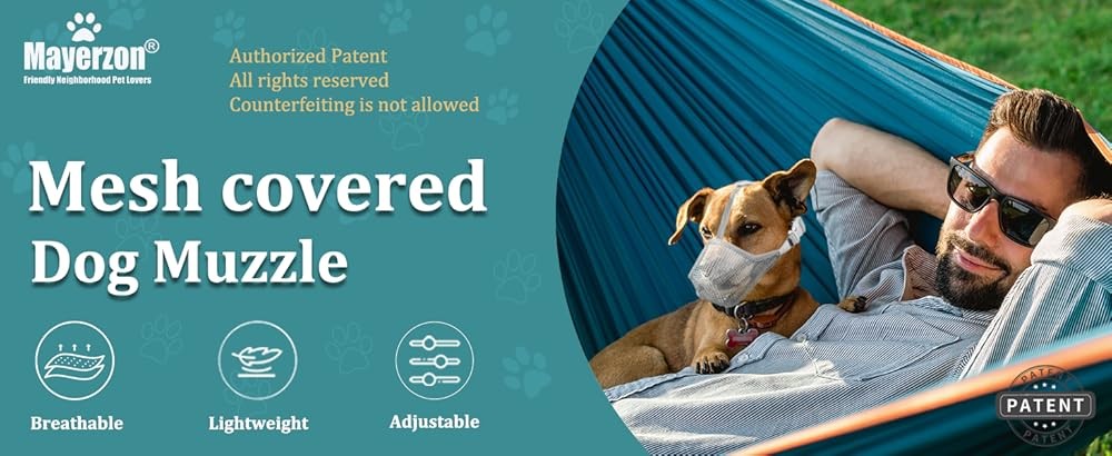 Dog Muzzle, Patented Mesh Muzzles for Small Medium Lar Dogs,