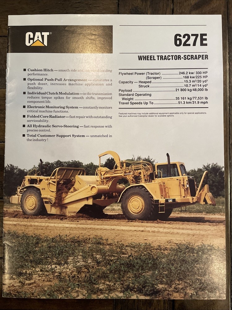 Caterpillar 627E Wheel Tractor-Scraper Brochure ‘90