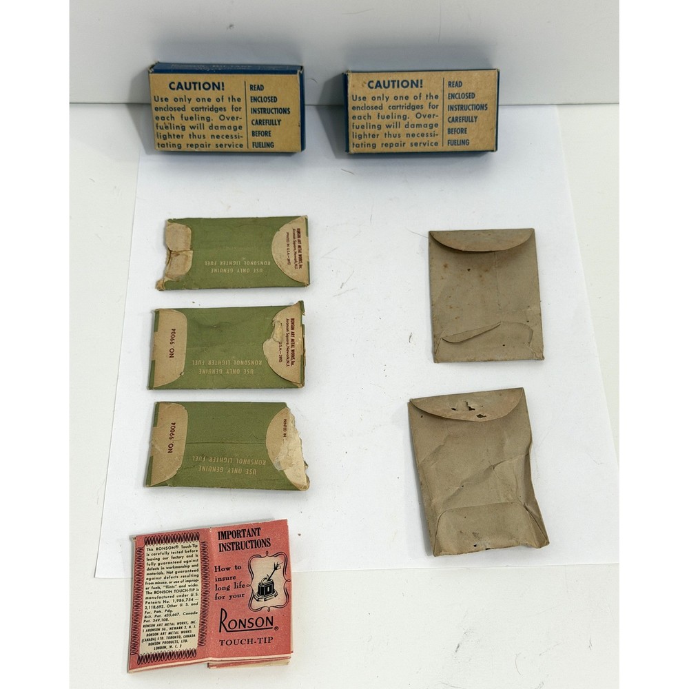 Vintage Ronson Lighter Accessory Product Packaging Lot - EMPTY Boxes and Envelop