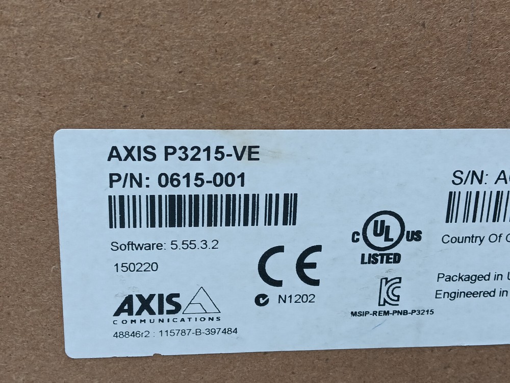 Axis P3215-VE Network Camera P/N 0615-001