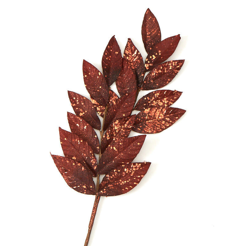Group of 2 Bronze Glittered Artificial Leaf 23-1/2" Sprays