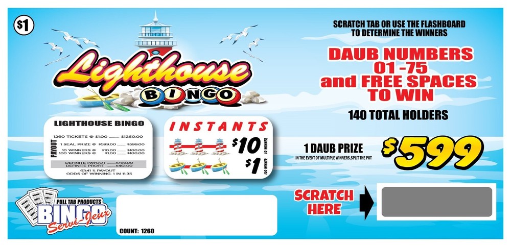 NEW pull tickets LIGHTHOUSE BINGO - Seal Card Tabs