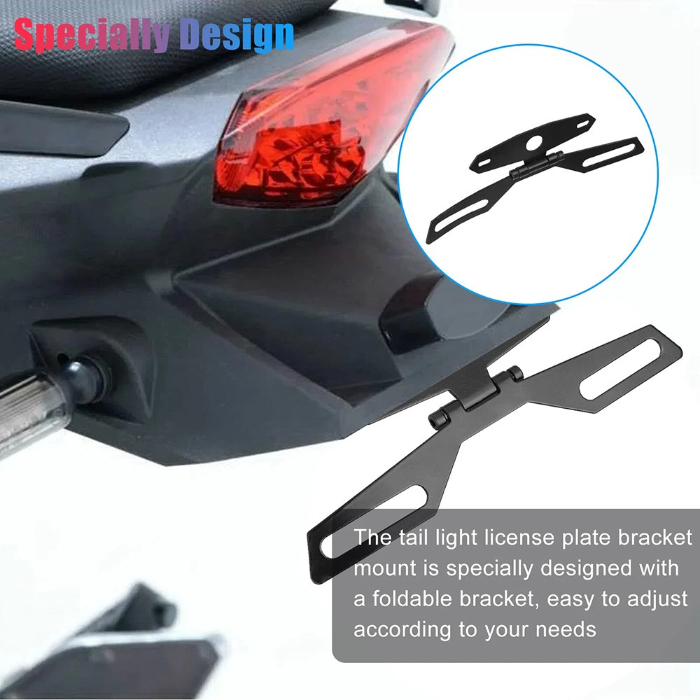 Motorcycle License Plate Holder, Folding, Adjustable Tail Light Bracket