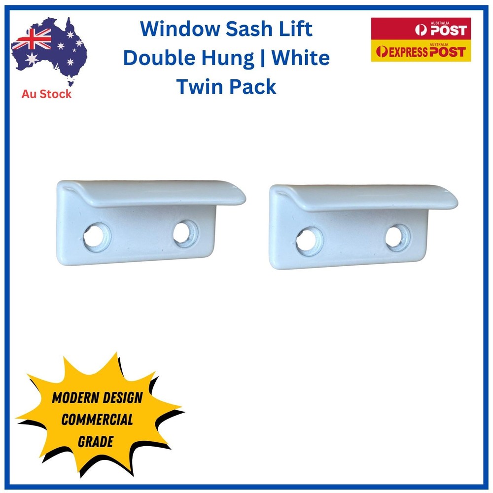 Window Sash Lift | Double Hung Handle | Pull Tab | 43 x20mm | 2 pack White