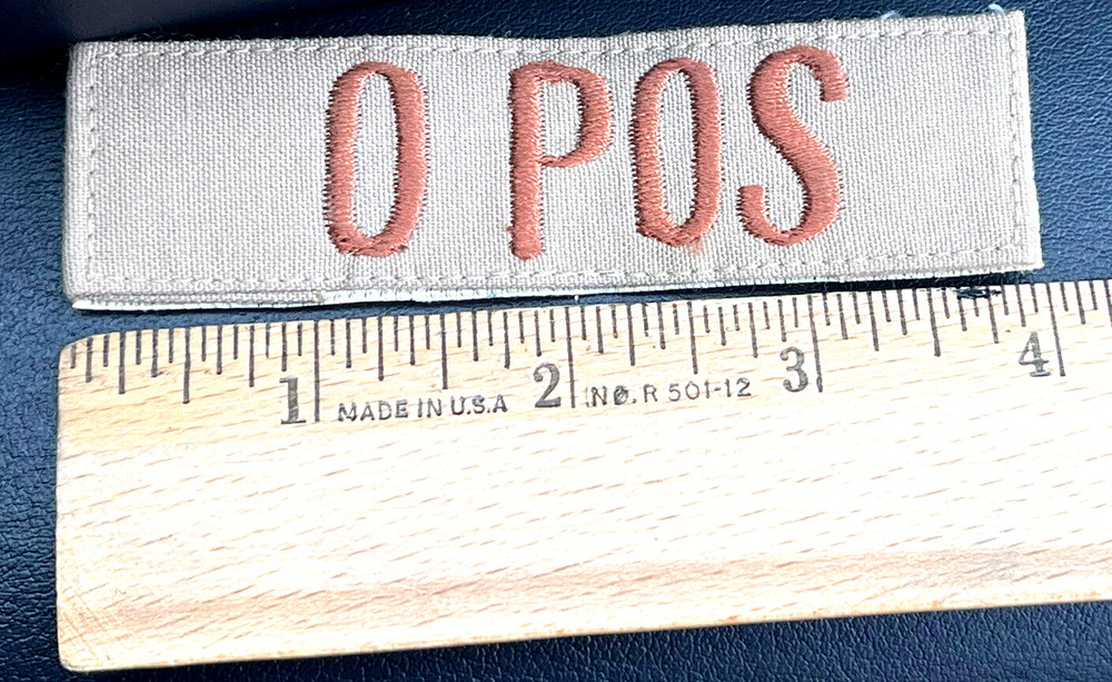 O POS Military Patch Blood Type O Positive Patch Tan