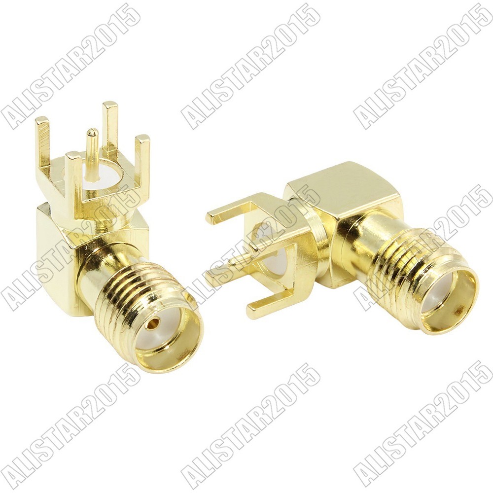 10x SMA Jack Female Right Angle Thru Hole PCB Mount Medium Version Connector New